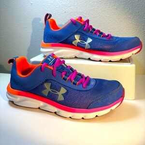 Under Armour Kids' Periwinkle Blue and Pink Sneakers size 3.5Y